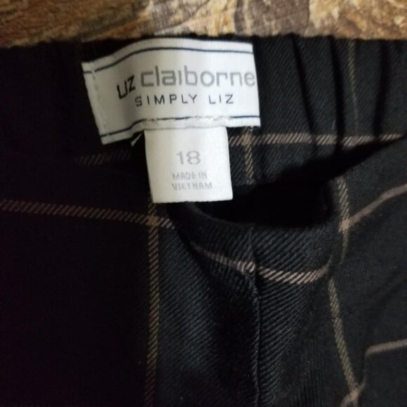 LIZ CLAIBORNE Pants Plaid Black Tan Size 18 Organic Cotton NWTag - Picture 3 of 10